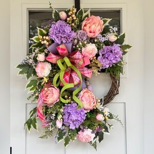 Sweet Spring Pink and Purple Floral Wreath